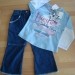 NOV 2-delni komplet: jeans hlače in majčka, št.86