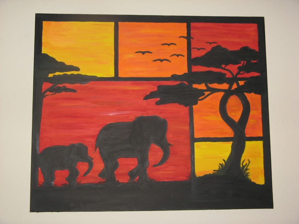 sloni -afrika-olje na platno