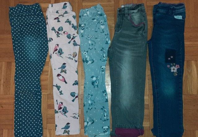 Komplet žametnih in podloženih jeans hlač št. 110-116