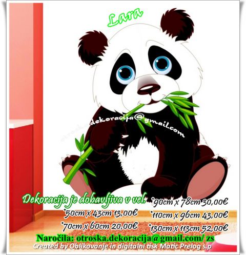 Otroška stenska nalepka panda z vejico