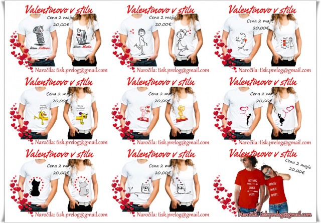 Majica za valentinovo, majica za oba, darilo za valentinovo