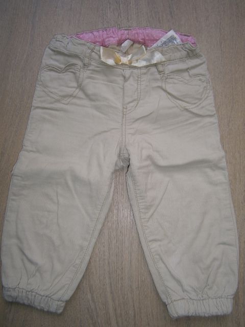 H&M beige žametne hlače št. 80 (9-12m)
