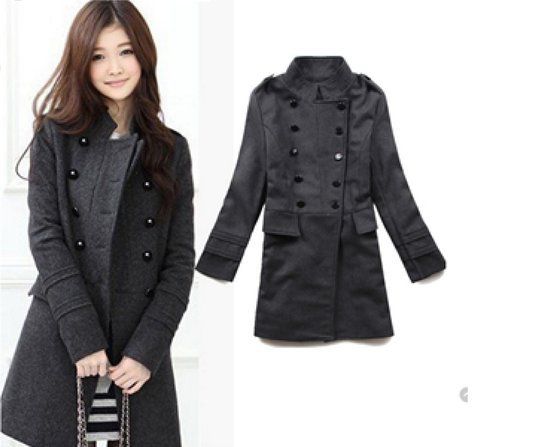 črna zimska volnena jakna   (15€) - foto