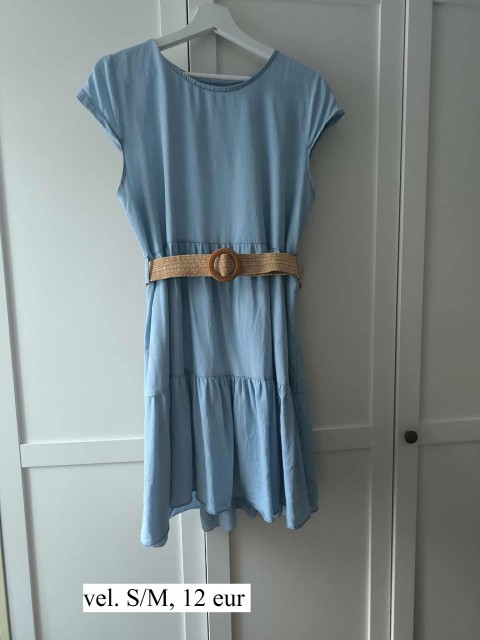 Jeans obleka s pasom, vel. S/M, 12 eur - foto