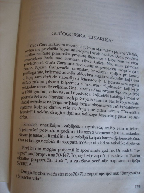 Recept za gucegorskulikarusu,1790 -trgovina bio proizvoda u Gucoj Gori