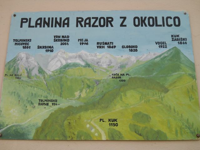 Zemljevid pri Koči na planini Razor