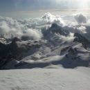 Razgled na Cmir, Begunjski vrh, Vrbanove špice in Rjavino (od leve proti desni)