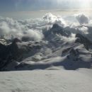 Razgled na Cmir, Begunjski vrh, Vrbanove špice in Rjavino (od leve proti desni)