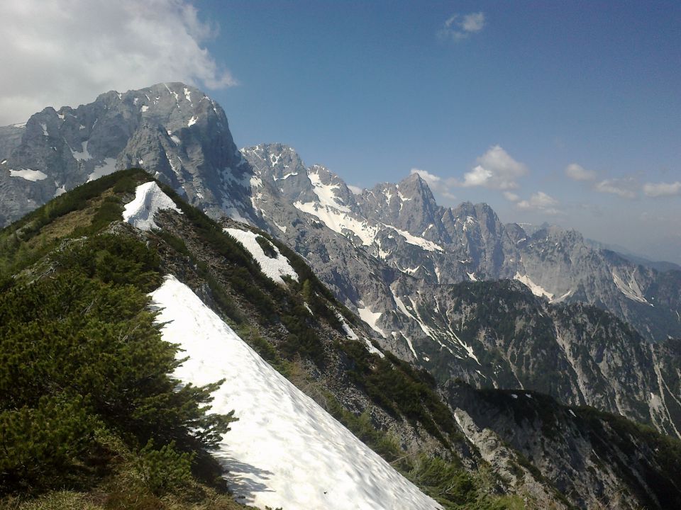 Razgled z vrha na Kukovo špico (levo) in Špik (desno)