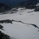 Pogled nazaj na našo prehojeno pot čez ledenik