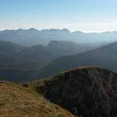 Razgled iz vrha na Bohinsjek gore in Krn (skrajno desno)