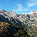 Razgled iz vrha na Vrh Hribaric, Mišelj konec, Škednjovec, Mišelj vrh in Triglav