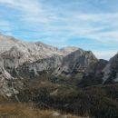 Razgled iz vrha na Triglav, Rž, Rjavino, Vernar in Tosc (od leve proti desni)