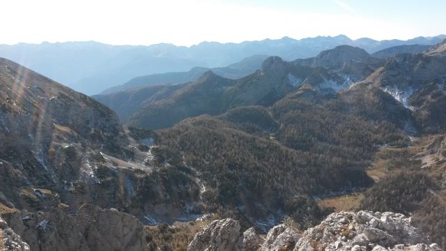 Razgled z vrha na Krsteniški Stog, Jezerski Stog, Ograde in Prevalski Stog
