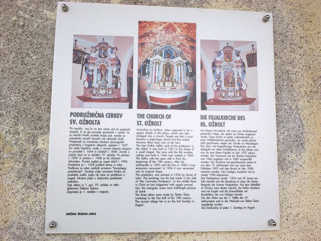 Tabla na cerkvi Svetega Ožbolta