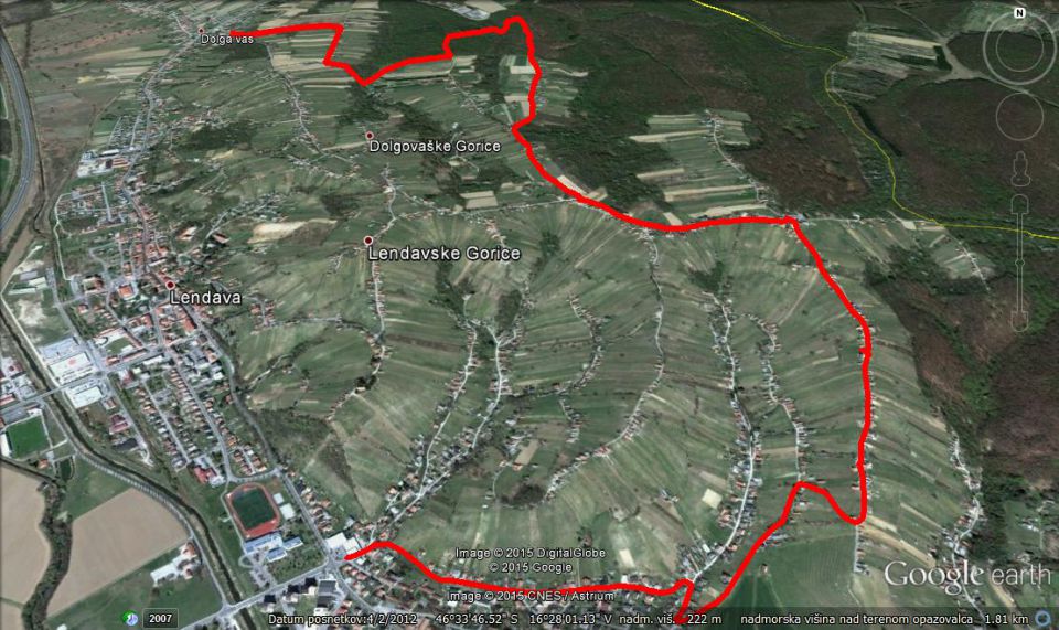 Dolga vas  Lendava-7,8 km in 185 m vzpona.