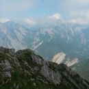 Razgled z vrha na Begunjsko Vrtačo, Begunjščico, Vrtačo, Palec in Zelenjak