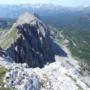 V ozadju bohinjski greben.