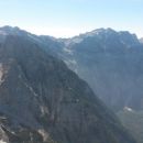 Razgled z vrha na Triglav, Pihavec in Kanjavec (od leve proti desni)