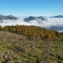 Razgled iz vrha na Kepo, Dovško Babo, Golico, Struško in Stol (od leve proti desni)