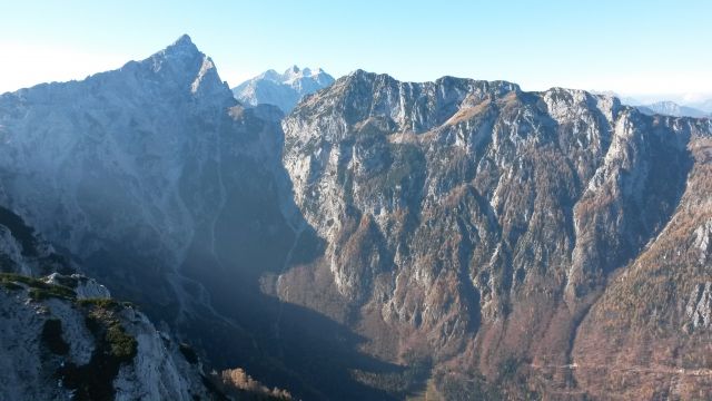 Razgled iz vrha na Ojstrico, Tursko goro, Grintovec, Skuto, Rinke in Krofičko
