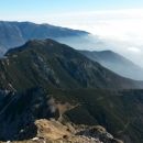 Razgled iz vrha na Kalški greben, Krvavec, Srednji vrh, M. Grintovec in Bašeljski vrh