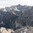 Razgled iz vrha na Kepo, Martuljške gore, Škrlatico, Dolkovo špico in Prisojnik