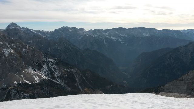Razgled iz vrha na Triglav, Kanjavec in Špičje