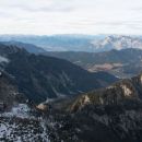 Razgled iz vrha na Veliko Ponco, Slemenovo špico, Dobrač in Ciprnik