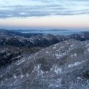 Razgled iz vrha na Triglav, Fužinske in Bohinjske hribe ter Vrh nad Peski