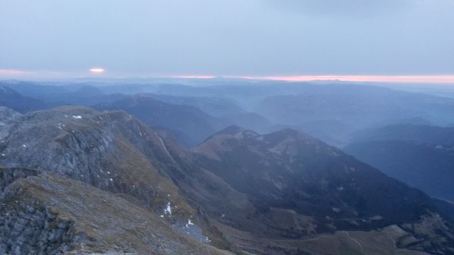 Sončni vzhod iz vrha Krna na prvi dan v Novem Letu