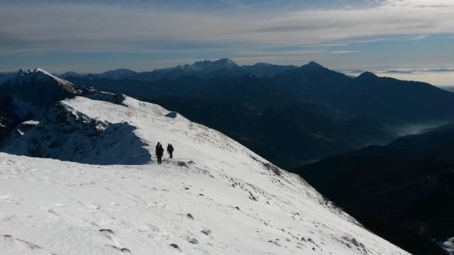 Razgled iz vrha na Košuto, Grintovec, Kočno, Krvavec, Storžič, Tolsti vrh s Kriško g.