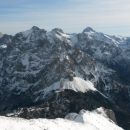 Razgled iz vrha na Martuljške gore, Škrlatico, Triglav in Kanjavec