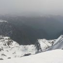 Razgled z vrha Grintovca levo na Planjavo in Brano ter desno na Veliko Planino