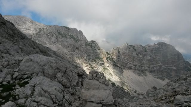 Razgled z sedla Dovška vratca (2254m) na Vrbanove špice