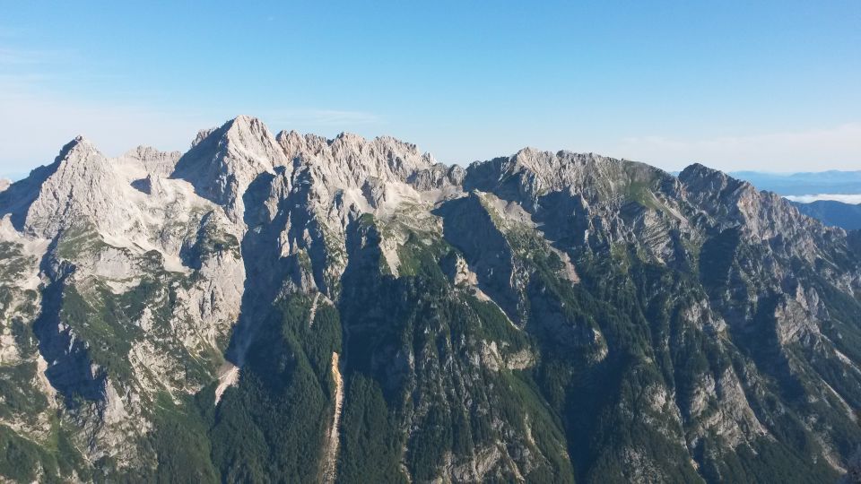 Razgled z vrha Cmira na Dolkovo š., Škrlatico, Rokave,Oltar, Dovški križ in Kukovo š.