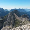 Razgled z vrha Stenarja na Kanjavec, Bovški Gamsovec, Pihavec in Veliko Špičje