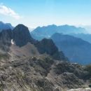 Razgled z vrha Križa na Bovški Gamsovec, Kanjavec, Pihavec in Veliko Špičje