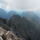 Razgled z vrha Montaža na Viš, Koštrunove špice in Montaževo gorsko skupino