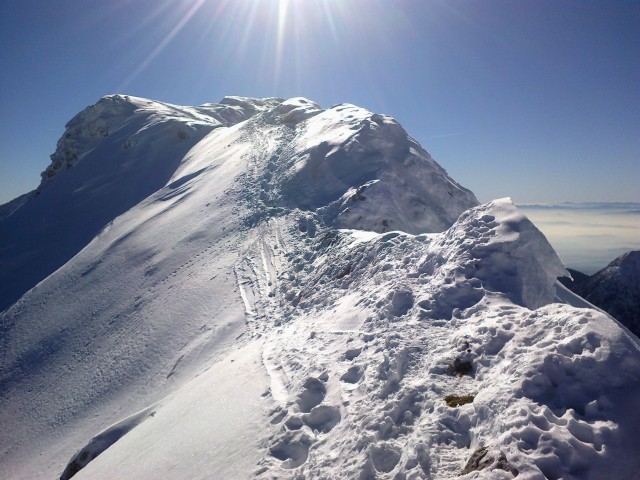 Pogled na izpostavljeno prečko pred vrhom Turske gore