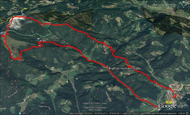 Start in cilj Gor.Grad, 19,3km in 1356m vzpona-krožna