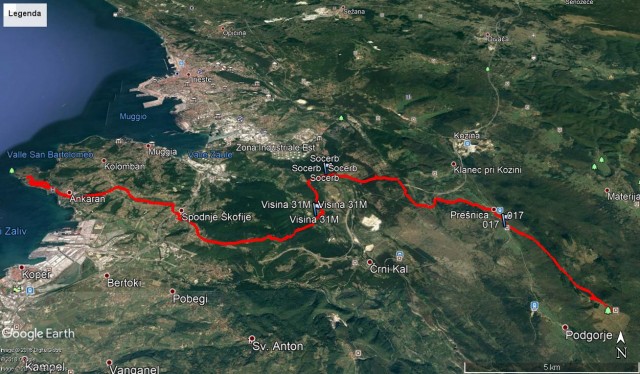 38 km, ja, z Slavnika preko Socerba do Debelega rtiča in v Ankaran.