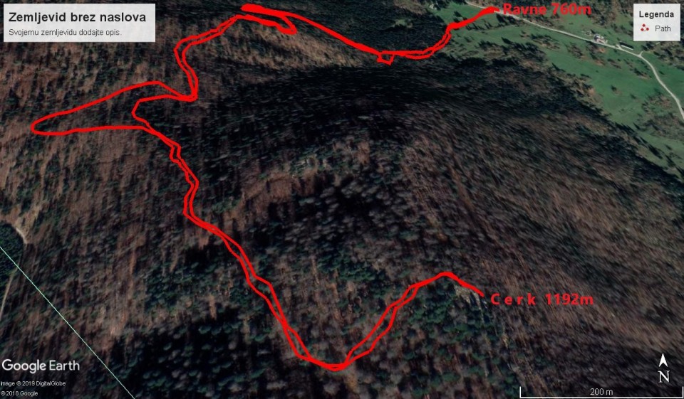 Ravne - Cerk 6km in 440m vzpona