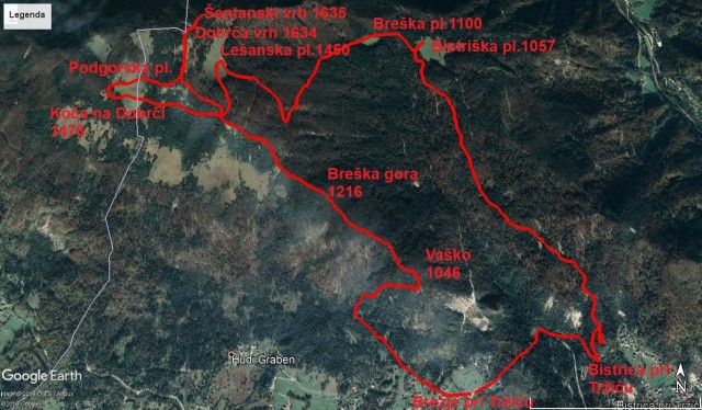 Prehojeno 14,2 km in 1149 m vzpona.